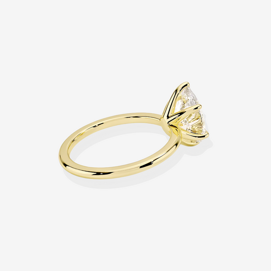 Marquise Cut Lab Grown Diamond Petite Solitaire Engagement 14K Gold Ring
