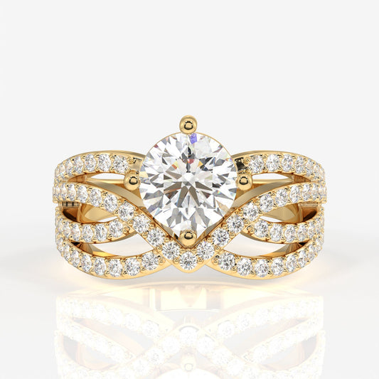 Round Cut Moissanite Diamond Cocktail 14k Gold Ring