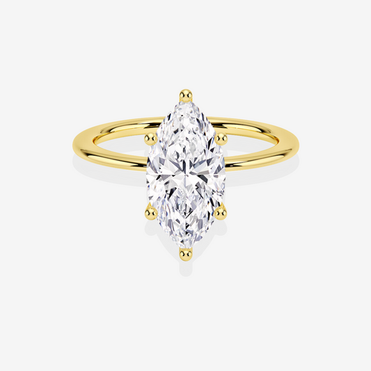 Marquise Cut Lab Grown Diamond Solitaire Engagement 18k Gold Ring