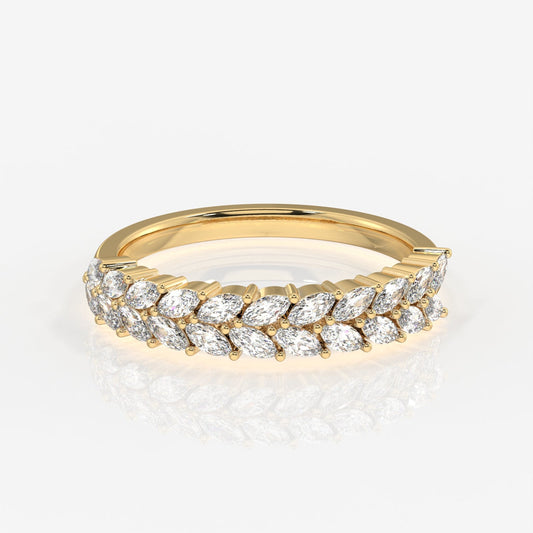 Marquise Cut Moissanite Diamond Wedding Band 18k Gold Ring