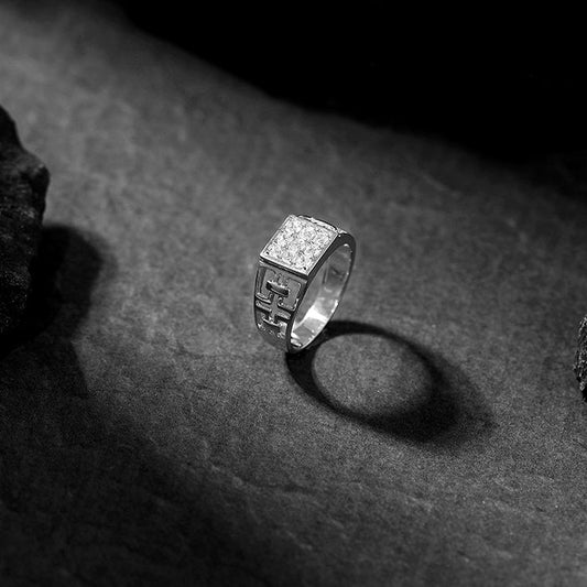 Silver Matrix Cross Ring For Him