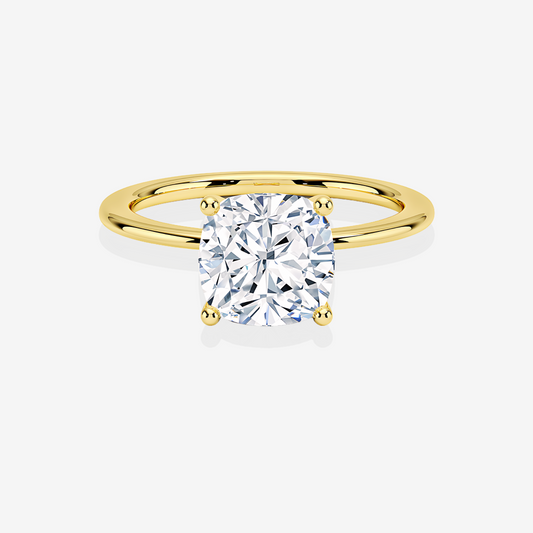 Cushion Cut Lab Grown Diamond Provence Solitaire Engagement 18k Gold Ring