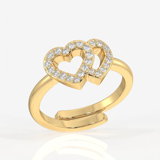 Dual Bliss Moissanite Diamond 18k Gold Ring