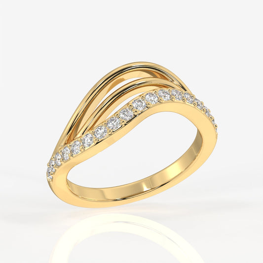 Elegant Wave Moissanite Diamond 14k Gold Band