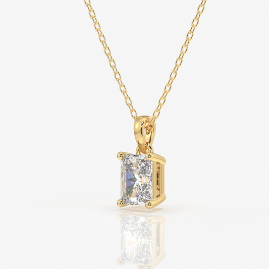 Radiant Cut Lab Grown Diamond Solitaire 14k Gold Pendant