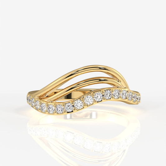 Elegant Wave Moissanite Diamond Sterling Silver Band