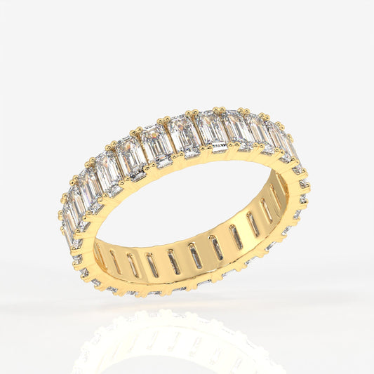 Emerald Cut Moissanite Diamond Eternity 14k Gold Band Ring