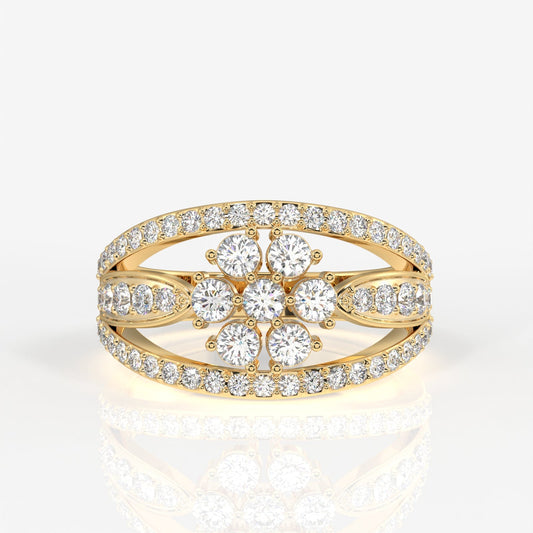 Majestic Bloom Moissanite Diamond 14k Gold Ring