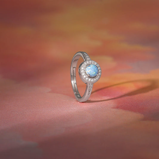 Silver Circular Opal Ring