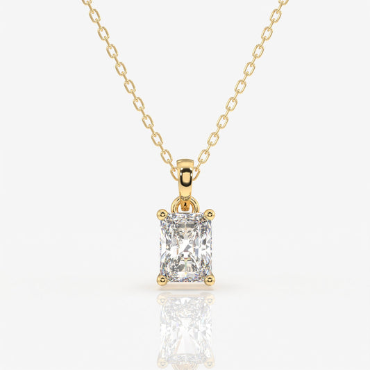 Radiant Cut Lab Grown Diamond Solitaire 14k Gold Pendant
