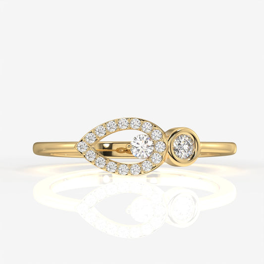 Teardrop Glow Moissanite Diamond 18k Gold Ring